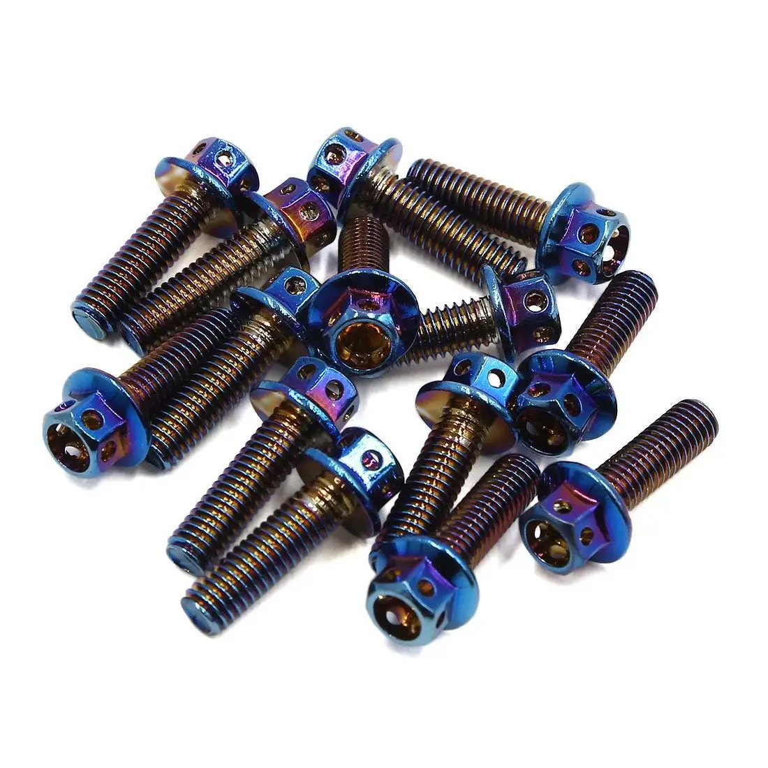 uxcell 14pcs Colorful M6 Motorcycle Titanium Alloy Hexagon Bolts Fastener Clips Screws