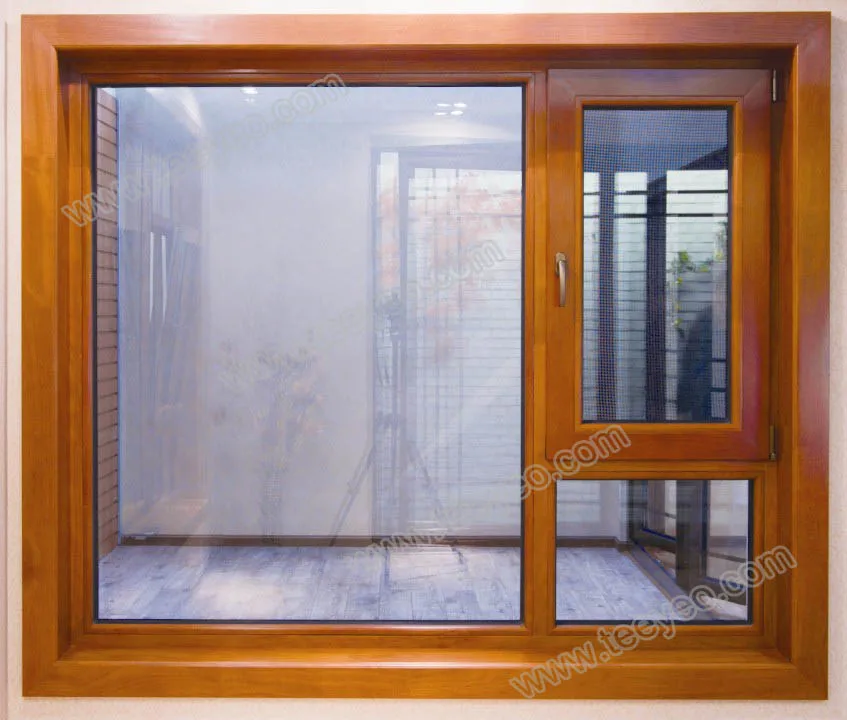 Teeyeo Best Selling Casement Door And Window Aluminum Profiles Wood Grain Noise Reduction Windows