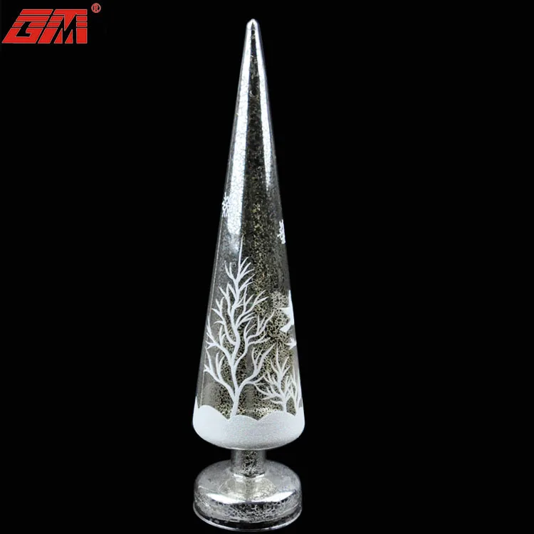 Mercury finish artificial led lighted mini glass christmas tree factory