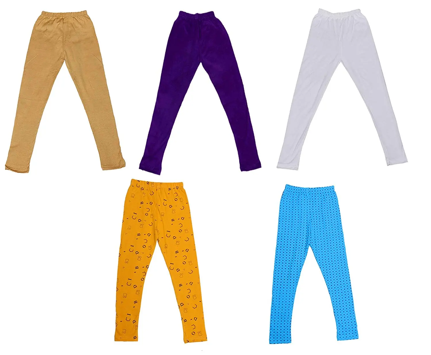 Pack of 2 Beige Indistar Girls Super Soft and Stylish Cotton Printed Legging