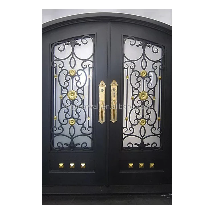 wholesale affordable grill design outdoor double black wrought iron entrance doors decorative clark hall