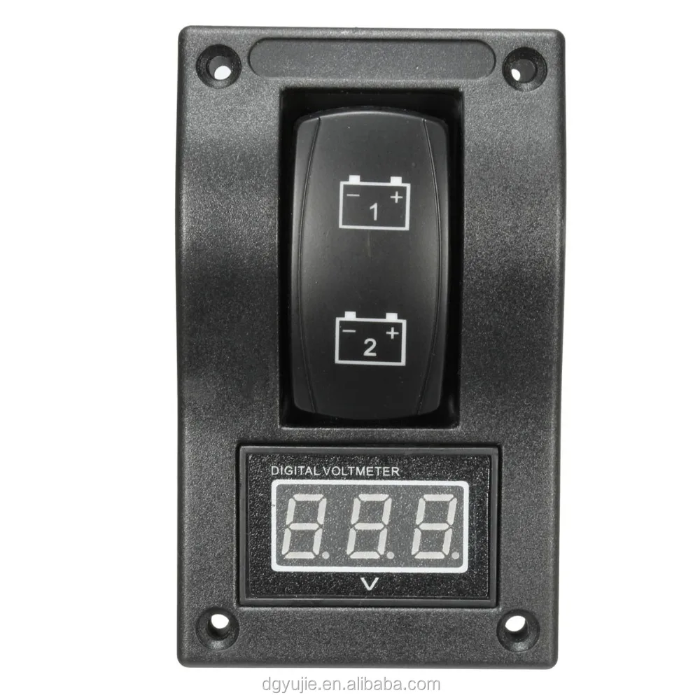 12v Car Marine Boat Dual Battery Test Panel Rocker Switch +led Voltage