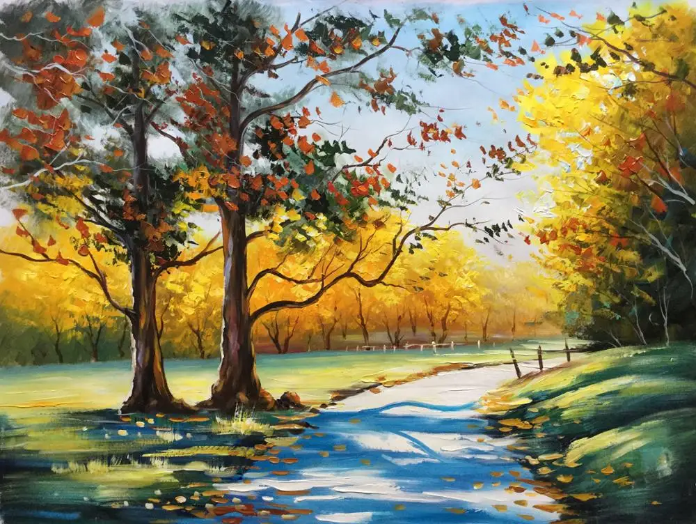 Gorgeous Park Path Scenery Hand Painted Canvas Oil Painting - Buy Hand ...