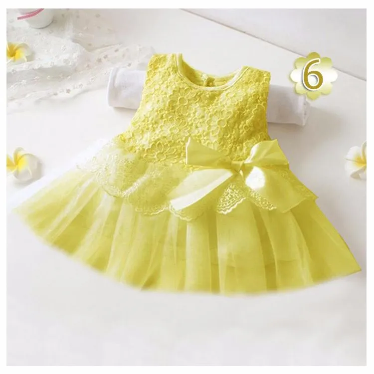 Wholesale Cute Baby Girls Lace Candy Color Dress With Bowknot Buy