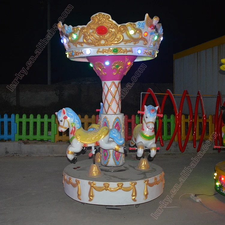 3 Horse Mini Carousel,Small Merry Go Round Amusement Park Kiddie Rides ...
