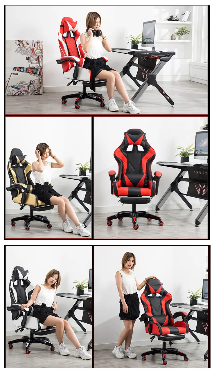 Swivel Leather Office Chair Game Gaming Chair,Lumbar Support And