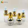 wholesale luxury empty cosmetic packaging set glass, OEM glass dropper bottle pipette with gold cap