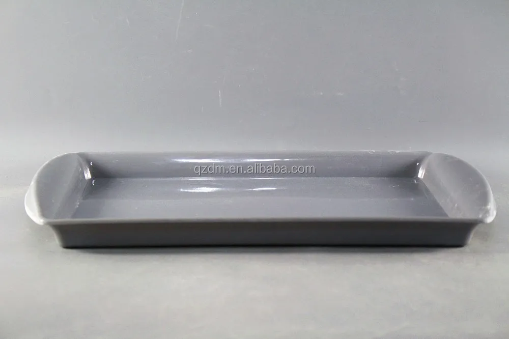 Grey Melamine Serving Tray With 2 Small Handles