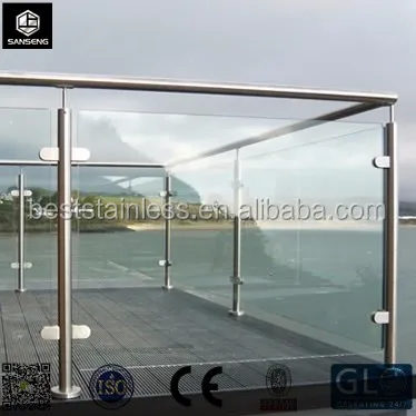Mid Post 900mm Stainless Steel Glass Balustrade/Balcony/Bannister/Garden railings
