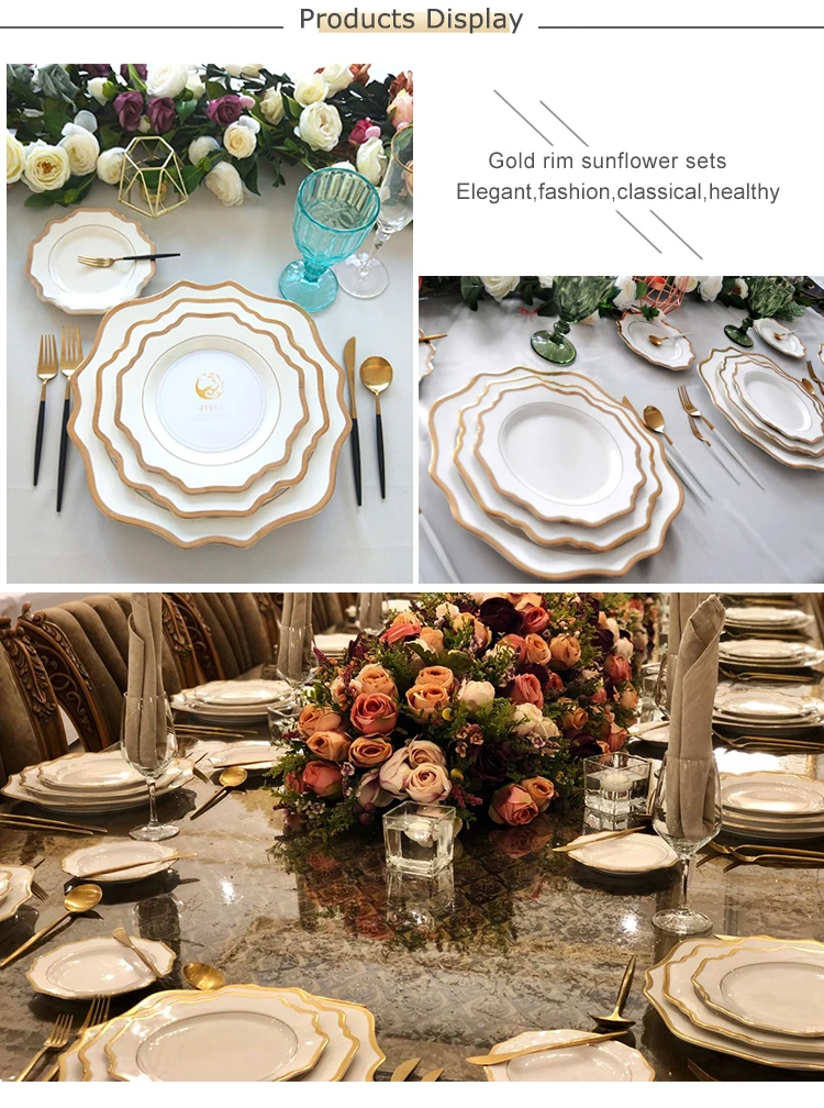 Porcelain Wedding Plates Wholesale Ceramic Dubai Gold Dinnerware Sets