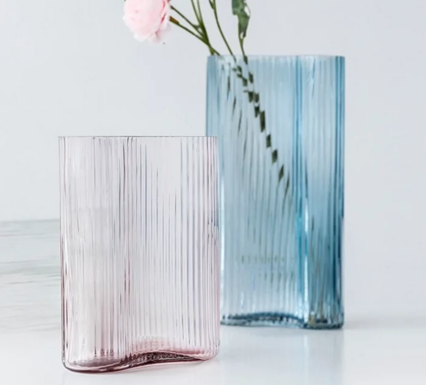 Последние современные дизайн книги по искусству переработанный полосатый стекло ваза для украшения дома
