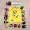 190T Polyester Eco Reusable Pocket Bee + Frog + Fish + Cow + Ladybug Animal Shape Foldable Tote Bag