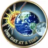 One Day At A Time Universe Sun Moon Earth Medallion Colorful Serenity Prayer Chip by RecoveryChip