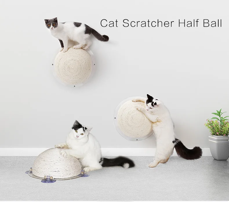 round cat scratcher with ball