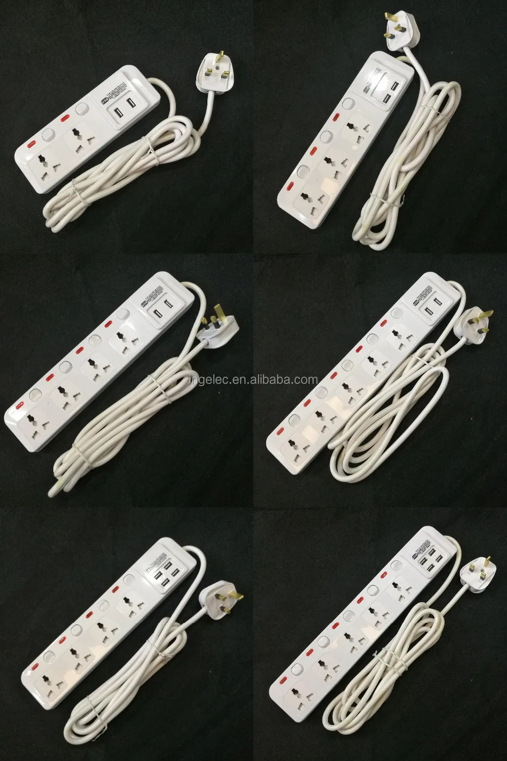 Best Quality 250v Uk Type 6 Way Usb Electrical Extension Socket With