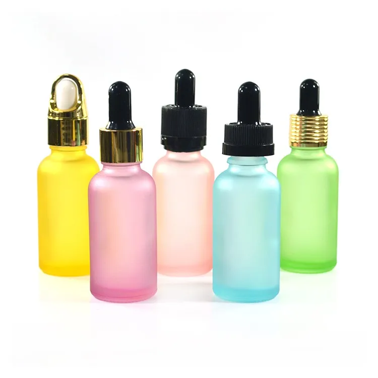 30ml Frosted Pink Glass Cosmetic Serum Eye Dropper Bottle With