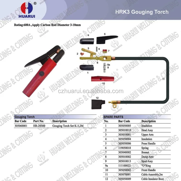 Huarui 800a K4000 Gouging Gun K4 Carbon Arc Welding Gouging Torch For ...