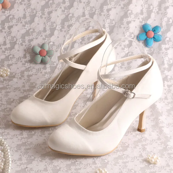 Pearl Color Satin Bride Shoes 8cm