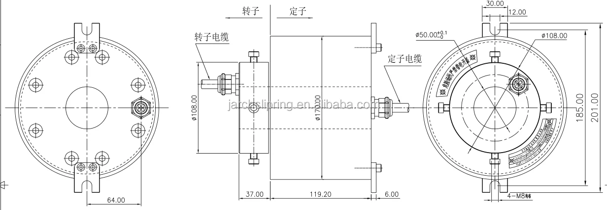 4 circuits 15KW IP66 Protection Explosion Proof Slip Ring with Rotary Union
