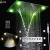 6 Functions Electric LED Shower Set Concealed Rainfall Waterfall Misty Spa Showerhead Top Thermostatic High Flow Bath System