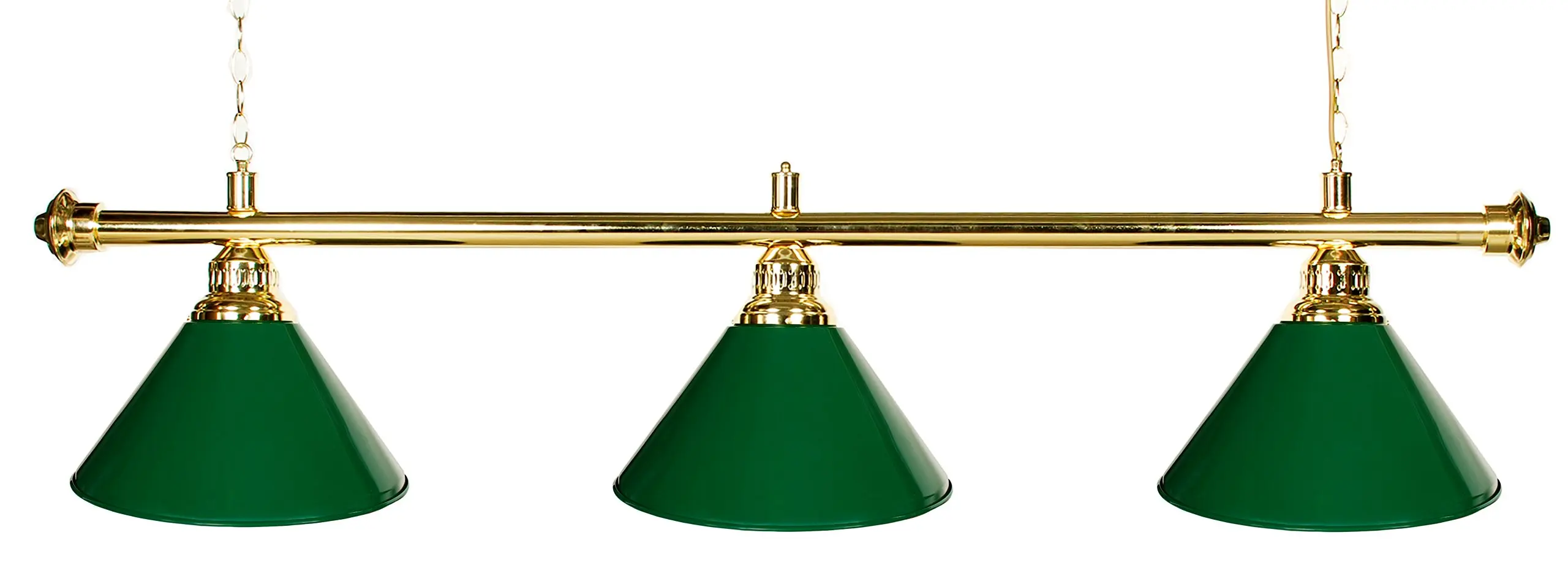 61" Pool Table Light - Billiard Lamp Brass Rod Choose Burgandy, Green or Black Metal Shades (brass green)