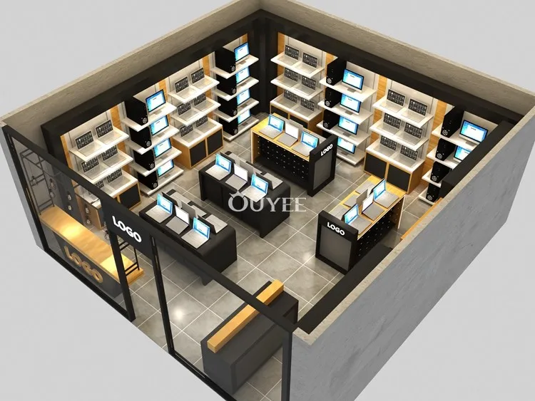 Electronics Store Counter Interior Decoration Design Mobile Phone