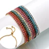 Multi Color Crystal Chain Bracelet Men Stainless Steel Jewelry Wholesale Gold Bracelets Bangle Women Adjustable Size