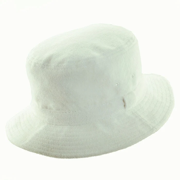 Pacific Cotton White Terry Cloth Bucket Hat Comfort Floppy Blank Bucket ...