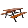 Arlau teak outdoor furniture,antique wooden square table and round chairs,wooden wholesale picnic table.