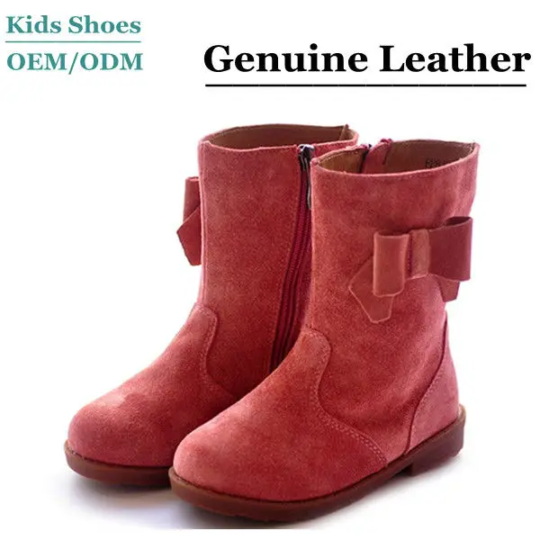 factory direct hot sale fashion kids red cow leather kids boots