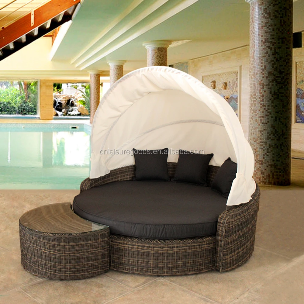 Quality Outdoor Round Rattan Daybed With Canopy With Table Buy Daybed