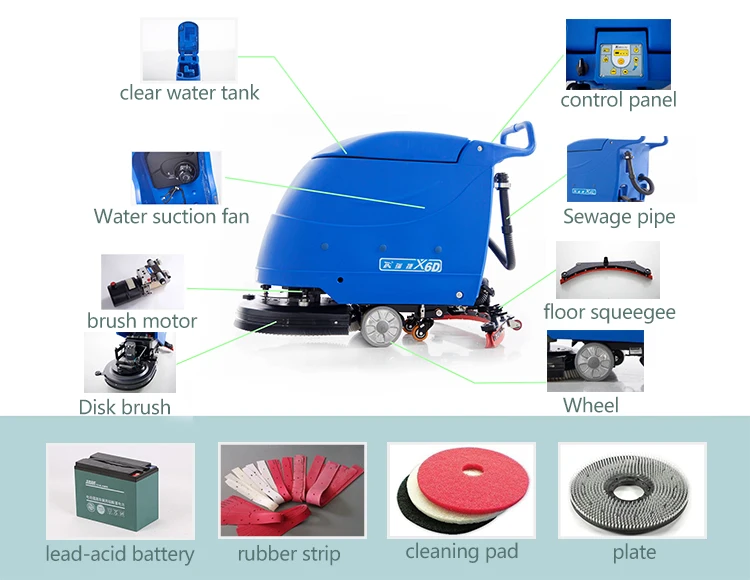 Hot Sale Battery Powered Floor Vacuum Scrubber Dust Cleaning Machine