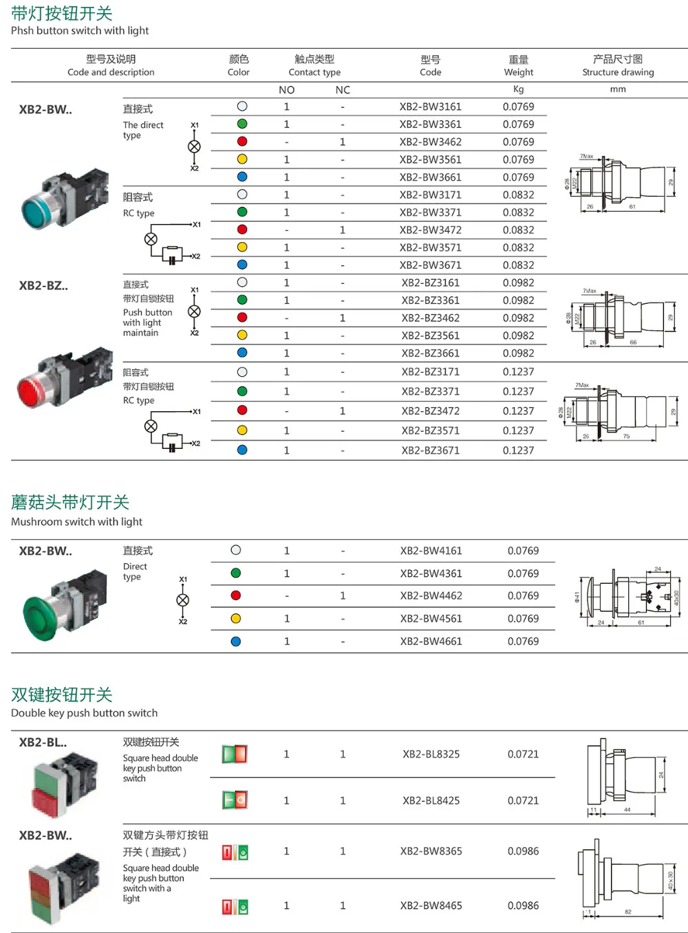 XB2 Pushbutton XB2-BS542 XB2-BD21 XB2-BA31 XB2-BD53 XB2-BG73 XB2-EV164 22mm Waterproof IP65 IP67 LAY5 XB2 Push button Switch