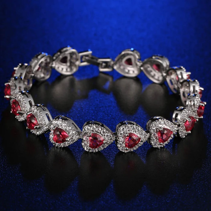 Luxury Elegant Style Smart Heart Diamond Women Silver Bracelet Jewelry