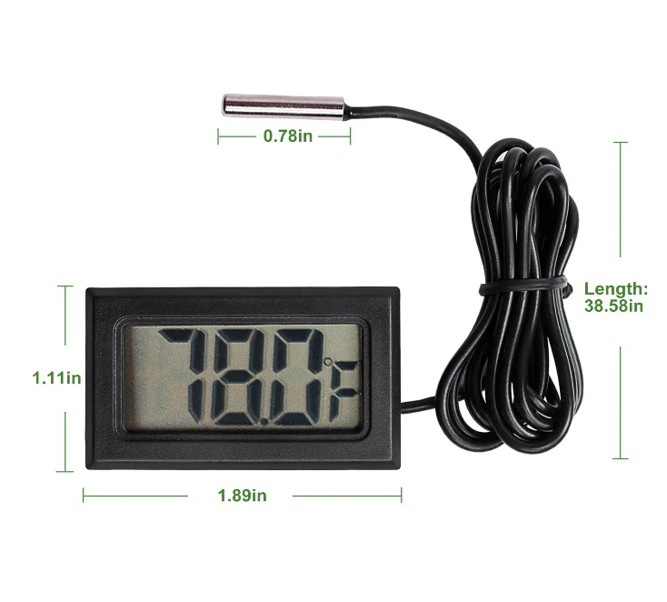 uxcell® Digital LCD Thermometer Temperature Gauge Aquarium Thermometer with Probe for Vehicle Reptile Terrarium Fish Tank Refrigerator °C/°F 