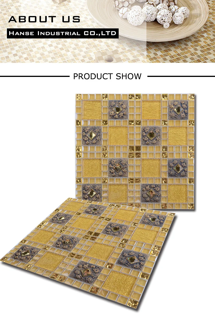 exquisitely made price per square meter wall gold foil glass mosaic tile