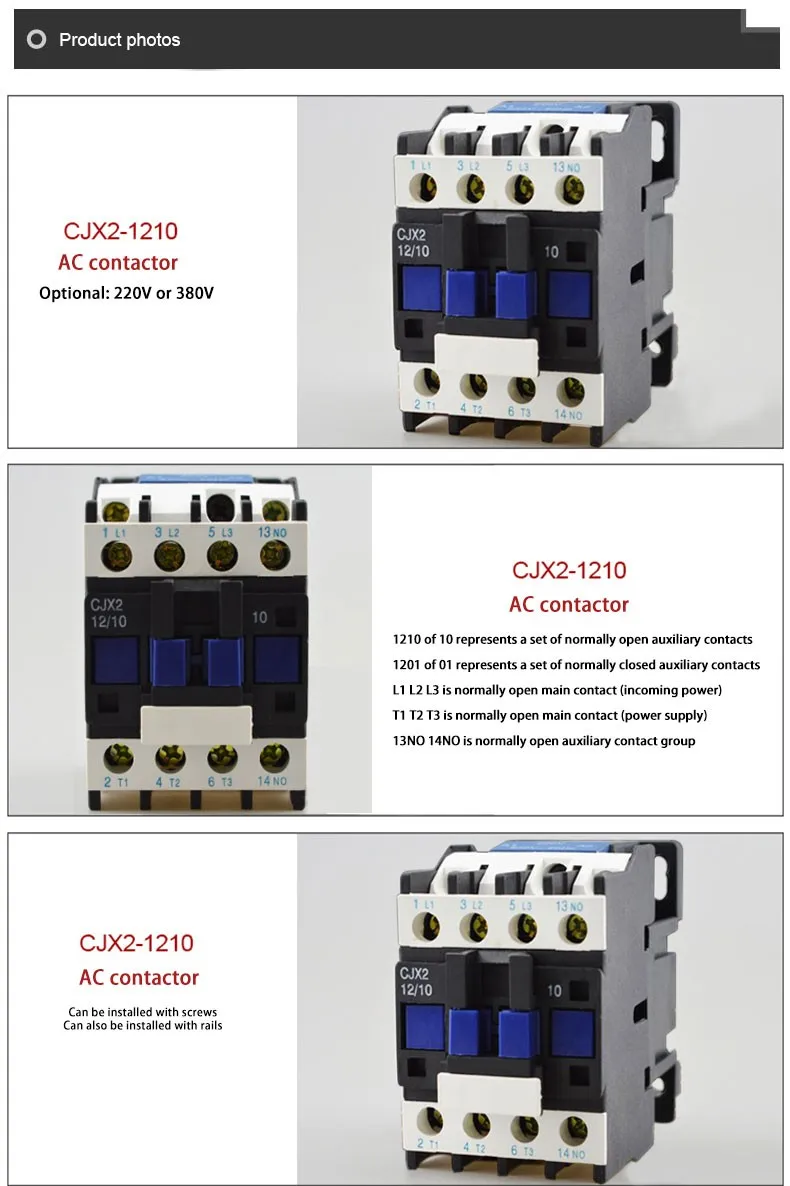 Jrx21210 Ac Contactor / 220v Coil Ac Contactor / Types Of Contactor Ac