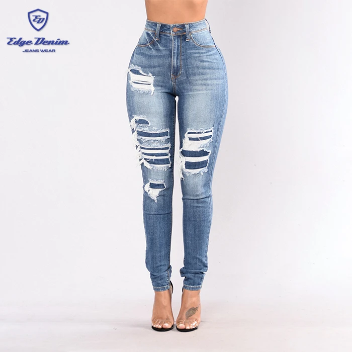 medium blue ripped jeans