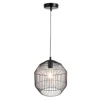 Black Hanging Light with Canopy Wire Cage Lamp Body Metal Pendant Lamp