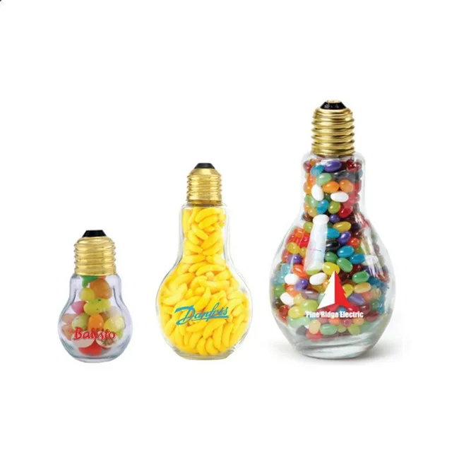 Promotional Light Bulb Mini Shaped Glass Candy Jars With Cap Candy