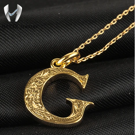 China letter G shape pendant 100% 18K pure yellow gold pendant