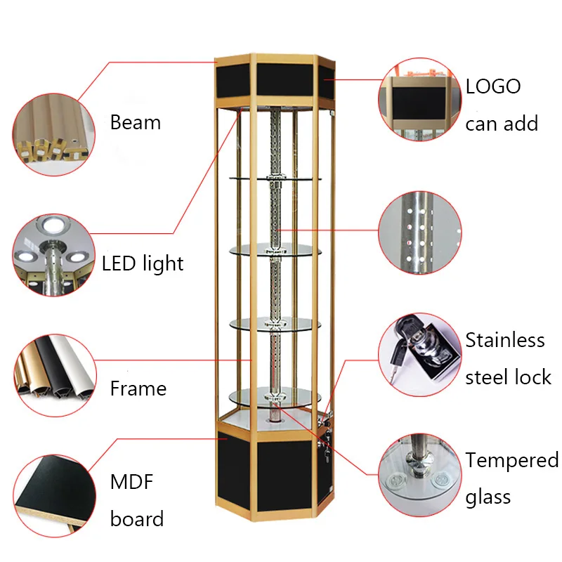 Transparent Glass Display Rotating Glasses Display Stand,Rotating Glass