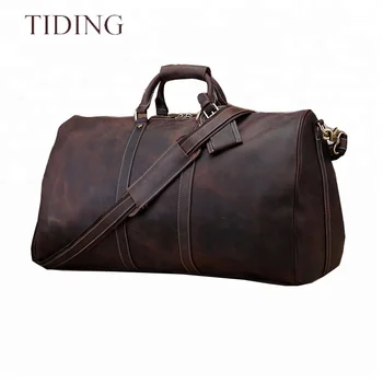 Tiding 23&#39;&#39; Duffle Full Grain Leather Holdall Weekender Men Luxury Leather Travel Duffle Luggage ...