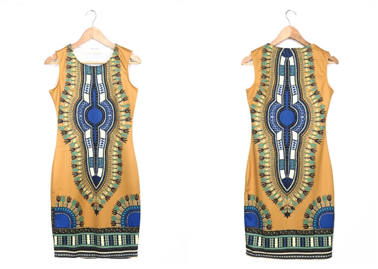 African Print Slim Mini Dress Wholesale Vintage Clothing