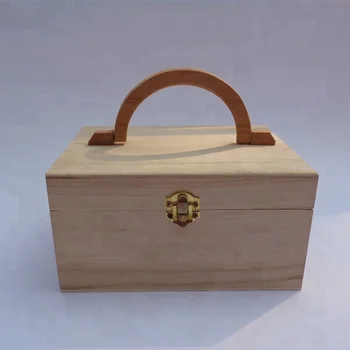 unfinished wood box with handle