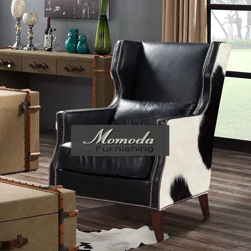 N502 1 Momoda American Village Cowhide Upholstery Leisure Chair