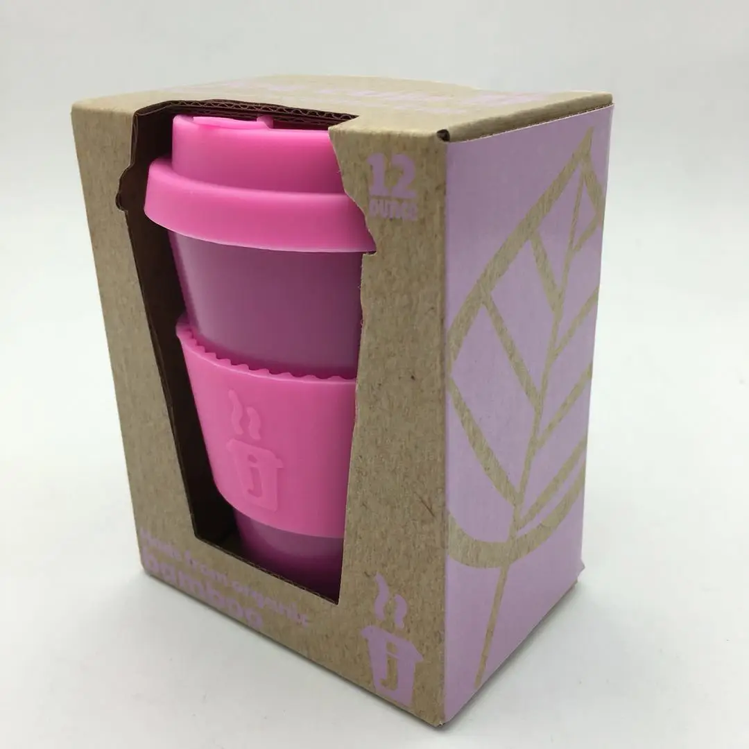 12 Oz Biodegradable Custom Printed Reusable Bamboo Fiber Coffee Cup