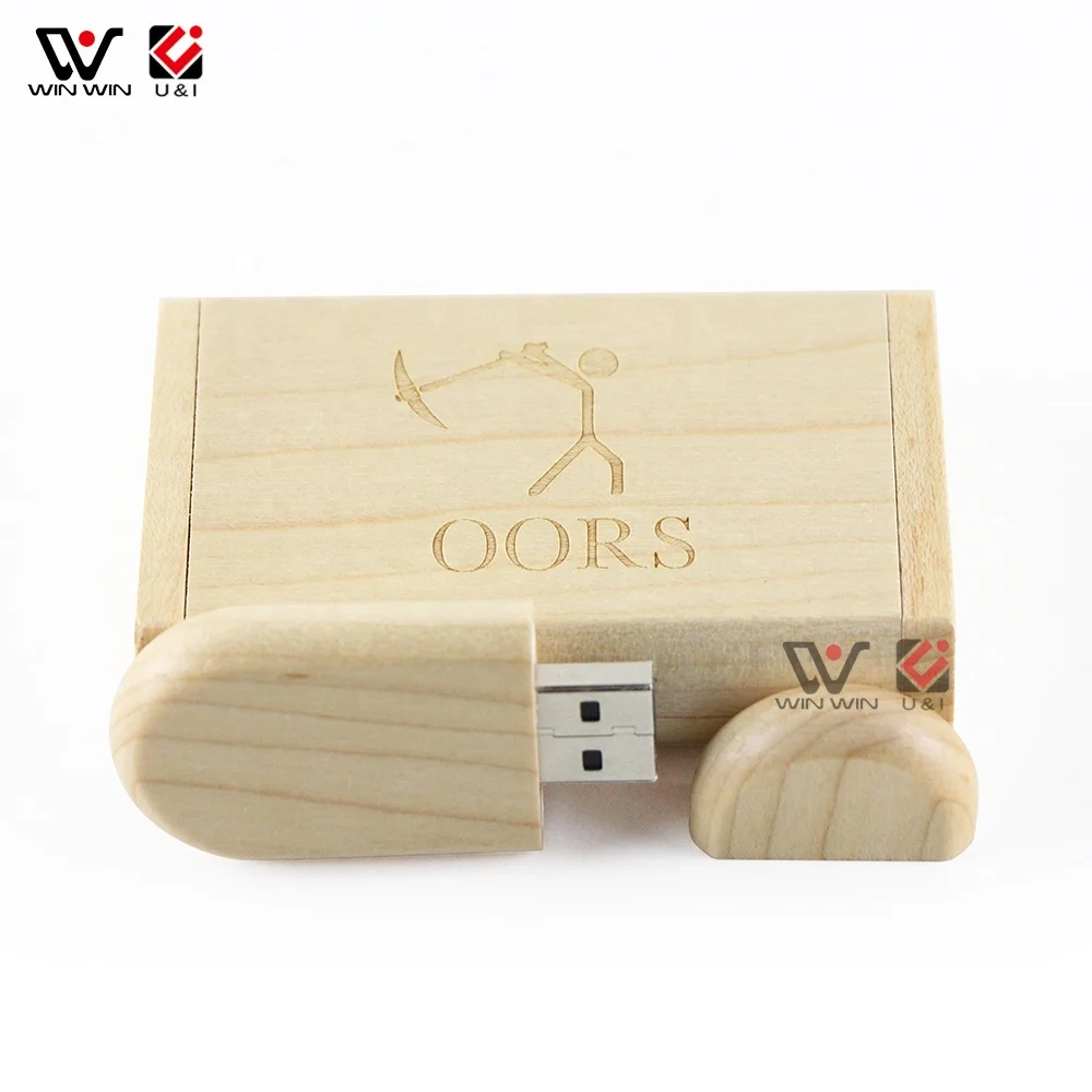 4GB Natural Wide Wood USB Flash Drive Engraved Personalized USB Thumb Drive