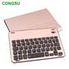 Slim combo Leather case cover with aluminium alloy wireless bluetooth tablet pc phone keyboard for Ipad Mini 1 2 3
