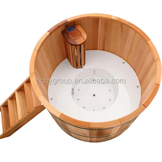 Patent Design Cedar Wooden Hot Tub With Acrylic Base For 